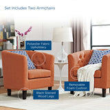 Hadley 2 Piece Upholstered Fabric Armchair Set in Orange