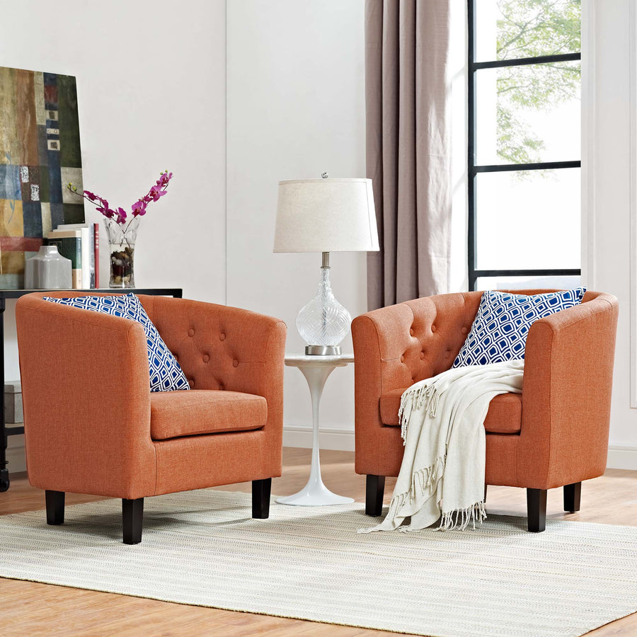 Hadley 2 Piece Upholstered Fabric Armchair Set in Orange