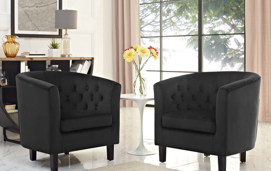 Hadley 2 Piece Performance Velvet Armchair Set in Black