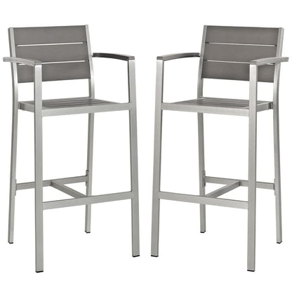 Shore Outdoor Patio Aluminum Bar Stool Set of 2 by Furniture For America