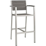 Marlow Outdoor Patio Aluminum Bar Stool Set of 2 in Silver Gray