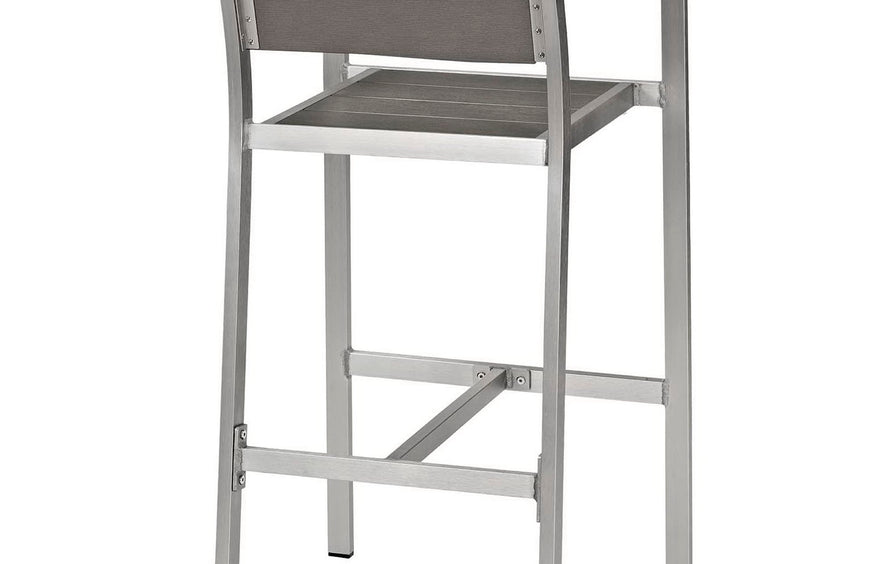 Marlow Outdoor Patio Aluminum Bar Stool Set of 2 in Silver Gray