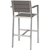 Marlow Outdoor Patio Aluminum Bar Stool Set of 2 in Silver Gray