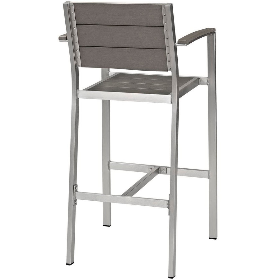 Marlow Outdoor Patio Aluminum Bar Stool Set of 2 in Silver Gray