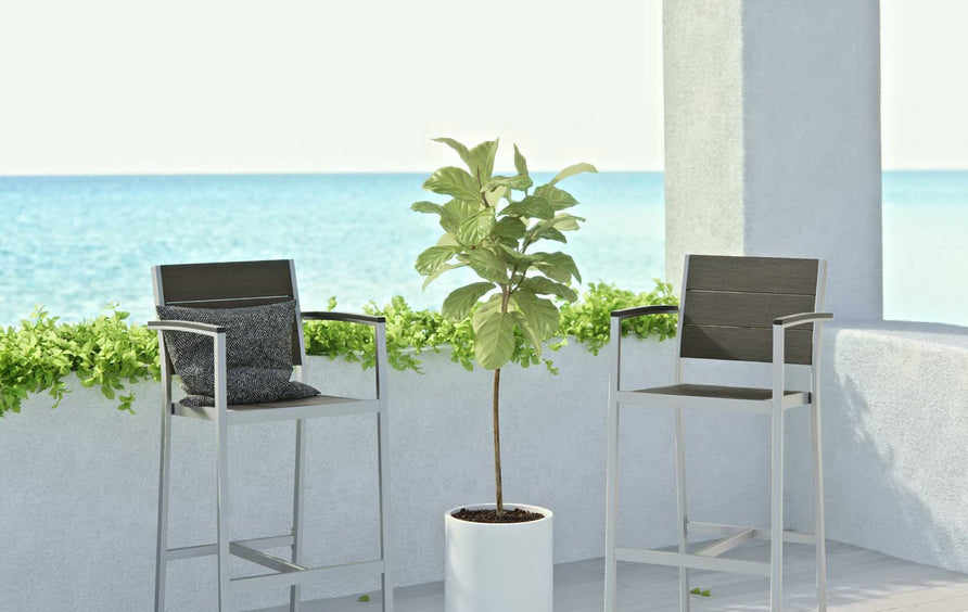 Marlow Outdoor Patio Aluminum Bar Stool Set of 2 in Silver Gray