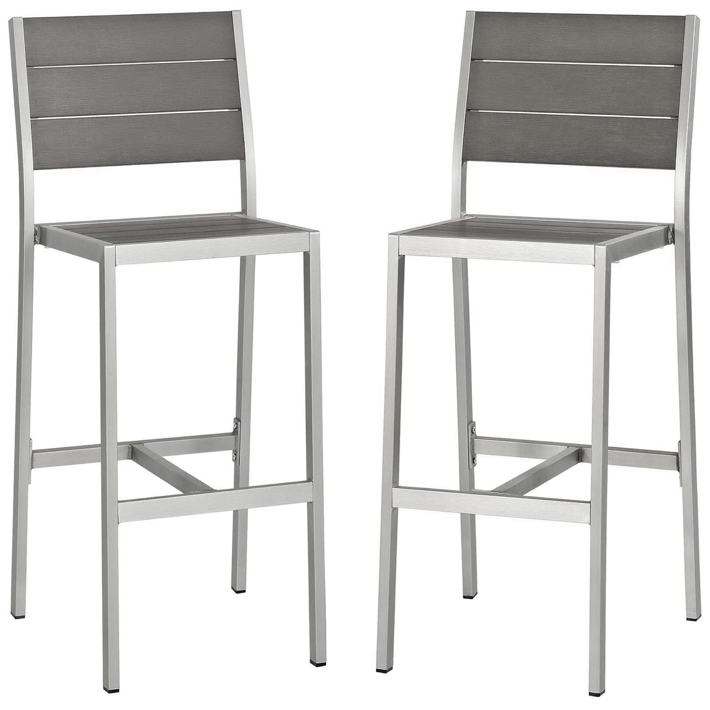 Shore Outdoor Patio Aluminum Armless Bar Stool Set of 2 by Furniture For America