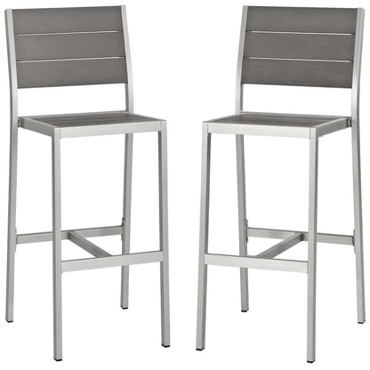 Shore Outdoor Patio Aluminum Armless Bar Stool Set of 2 by Furniture For America