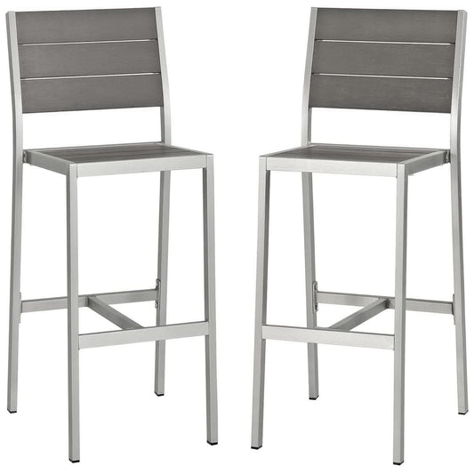 Shore Outdoor Patio Aluminum Armless Bar Stool Set of 2 by Furniture For America