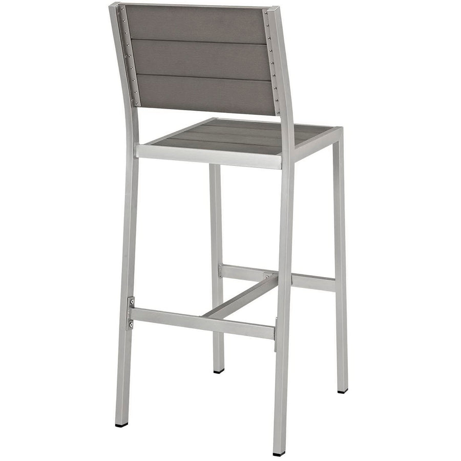 Marlow Outdoor Patio Aluminum Armless Bar Stool Set of 2 in Silver Gray