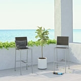 Marlow Outdoor Patio Aluminum Armless Bar Stool Set of 2 in Silver Gray