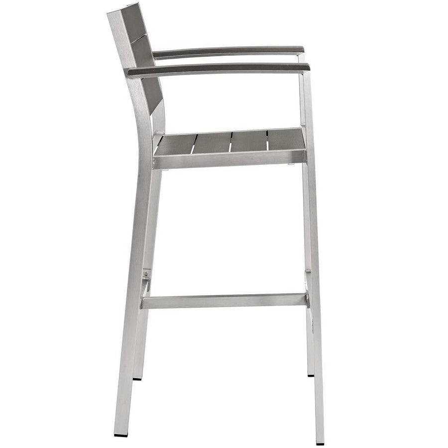 Marlow 3 Piece Outdoor Patio Aluminum Pub Set in Silver Gray