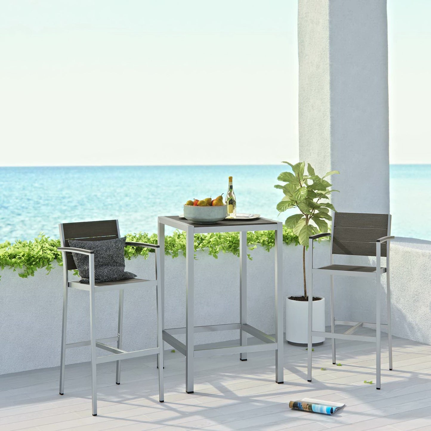 Shore 3 Piece Outdoor Patio Aluminum Pub Set by Furniture For America
