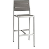 Marlow 3 Piece Outdoor Patio Aluminum Pub Set in Silver Gray