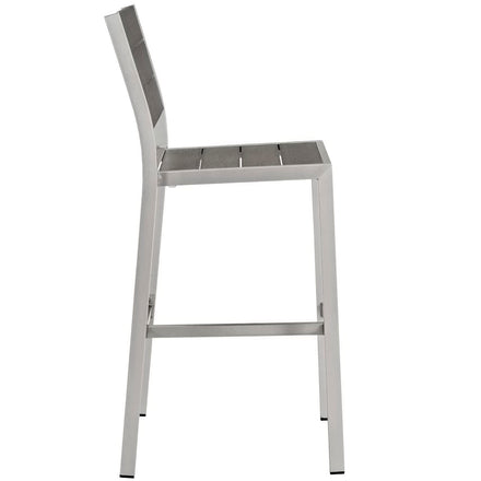 Shore 3 Piece Outdoor Patio Aluminum Pub Set in Silver Gray