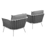 Willow Outdoor Patio Aluminum Armchair Set of 2 in White Gray