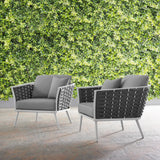 Willow Outdoor Patio Aluminum Armchair Set of 2 in White Gray