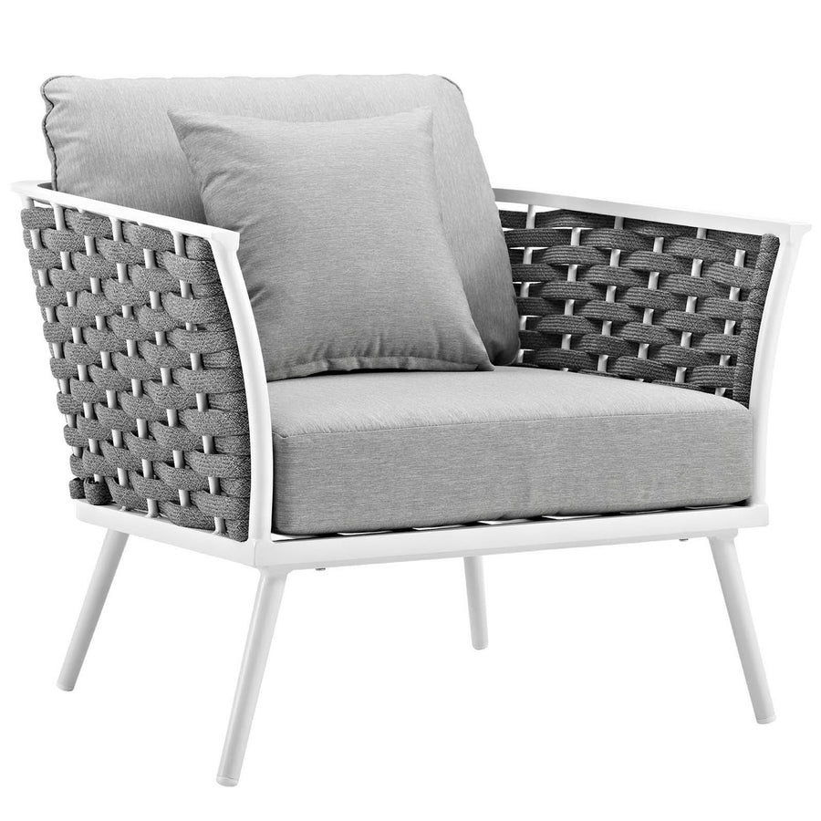 Willow 3 Piece Outdoor Patio Aluminum Sectional Sofa Set in White Gray