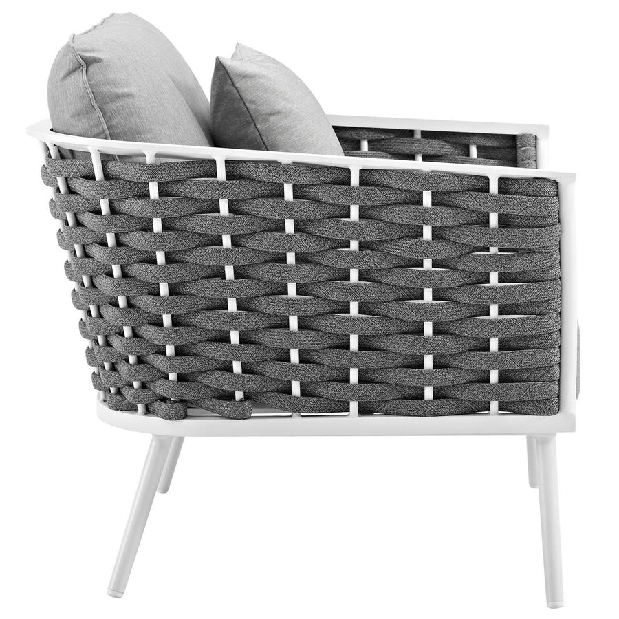 Willow 3 Piece Outdoor Patio Aluminum Sectional Sofa Set in White Gray