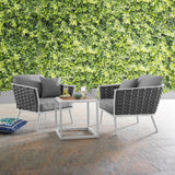 Willow 3 Piece Outdoor Patio Aluminum Sectional Sofa Set in White Gray