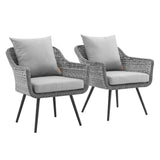 Bodhi Outdoor Patio Wicker Rattan Armchair Set of 2 in Gray Gray