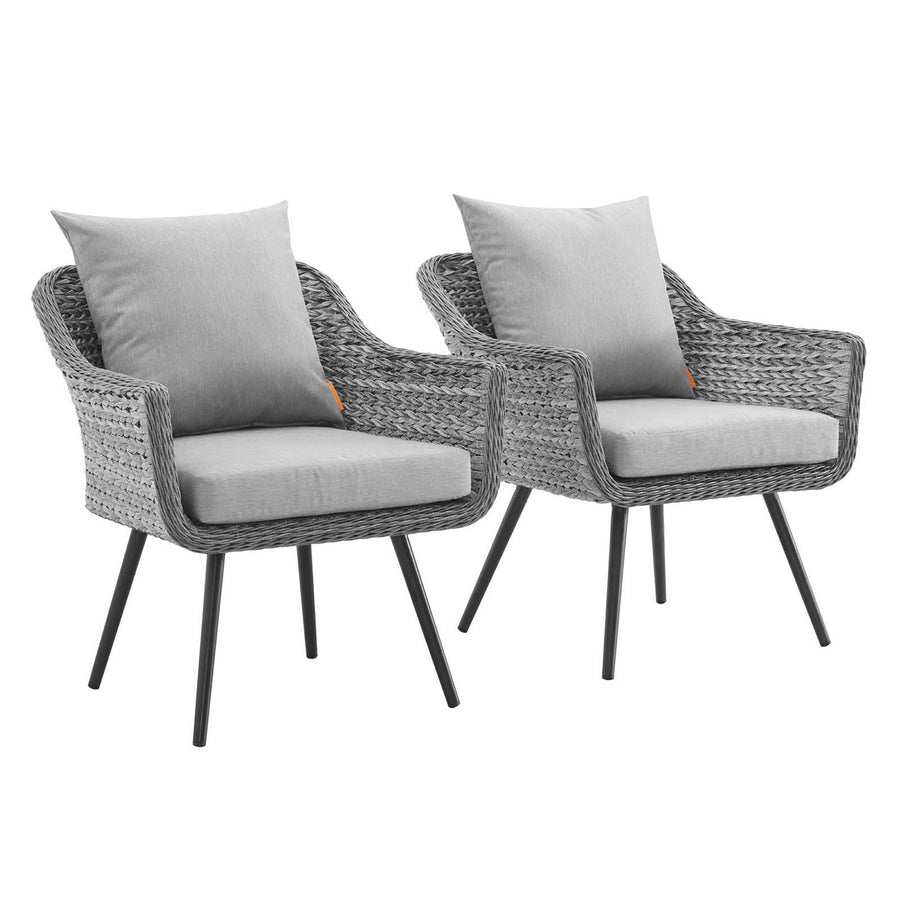Bodhi Outdoor Patio Wicker Rattan Armchair Set of 2 in Gray Gray