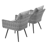 Bodhi Outdoor Patio Wicker Rattan Armchair Set of 2 in Gray Gray