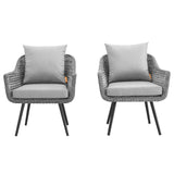 Bodhi Outdoor Patio Wicker Rattan Armchair Set of 2 in Gray Gray