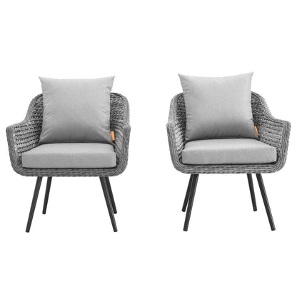 Endeavor Outdoor Patio Wicker Rattan Armchair Set of 2 by Furniture For America