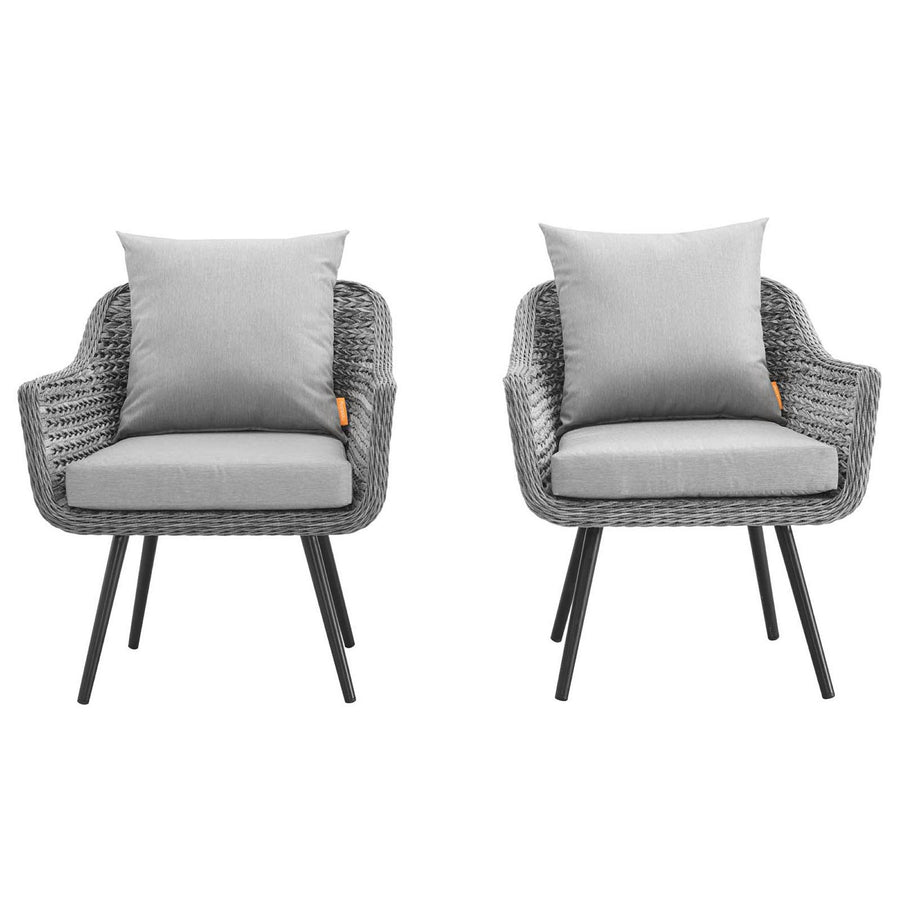 Bodhi Outdoor Patio Wicker Rattan Armchair Set of 2 in Gray Gray