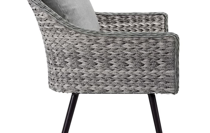 Bodhi Outdoor Patio Wicker Rattan Armchair Set of 2 in Gray Gray