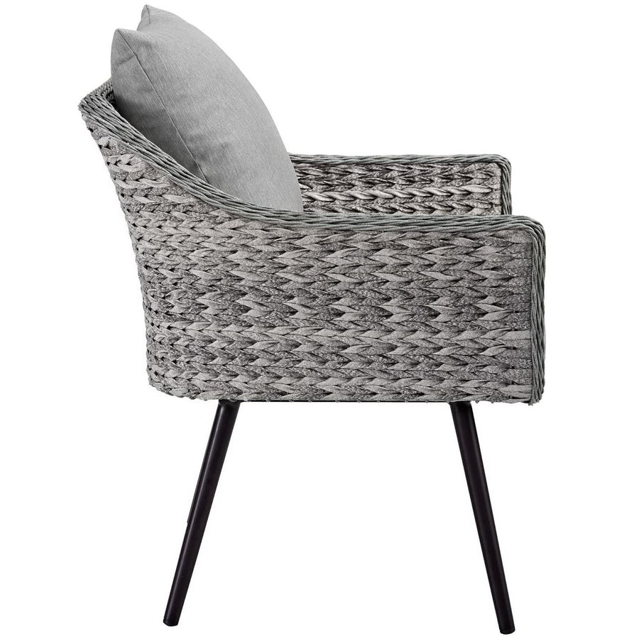 Bodhi Outdoor Patio Wicker Rattan Armchair Set of 2 in Gray Gray