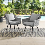 Bodhi Outdoor Patio Wicker Rattan Armchair Set of 2 in Gray Gray