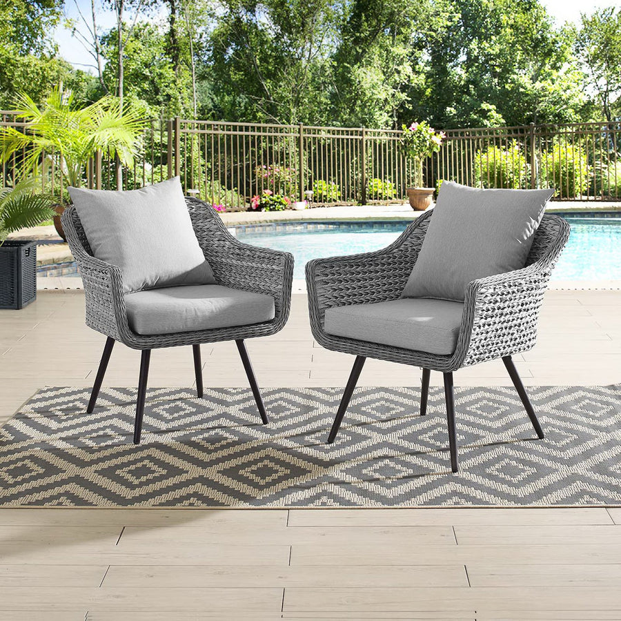 Bodhi Outdoor Patio Wicker Rattan Armchair Set of 2 in Gray Gray