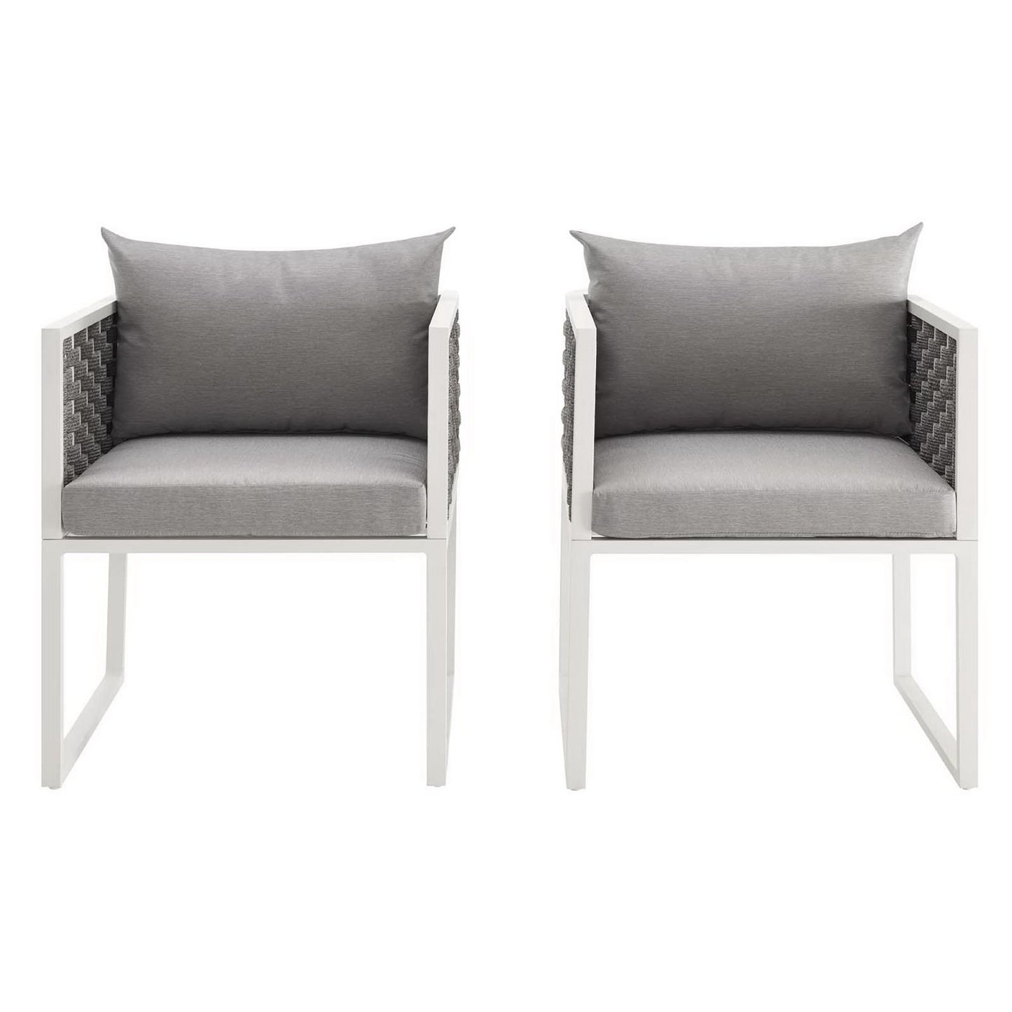 Stance Outdoor Patio Aluminum Dining Armchair Set of 2 by Furniture For America