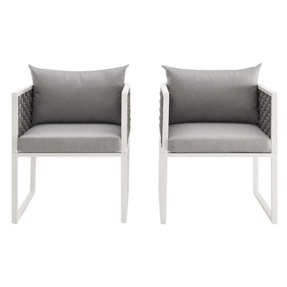 Stance Outdoor Patio Aluminum Dining Armchair Set of 2 by Furniture For America