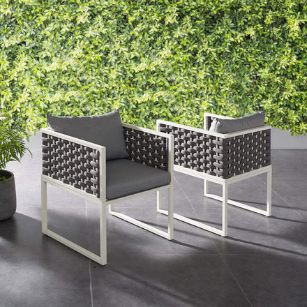 Stance Outdoor Patio Aluminum Dining Armchair Set of 2 in White Gray