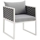 Willow 7 Piece Outdoor Patio Aluminum Dining Set in White Gray