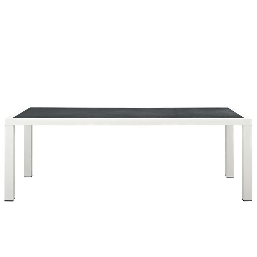 Willow 7 Piece Outdoor Patio Aluminum Dining Set in White Gray