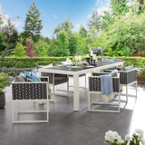 Willow 7 Piece Outdoor Patio Aluminum Dining Set in White Gray