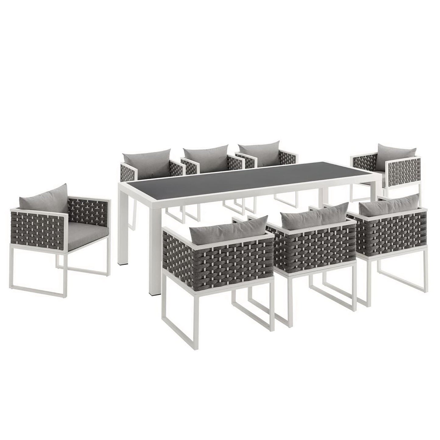 Stance 9 Piece Outdoor Patio Aluminum Dining Set by Furniture For America