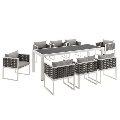 Stance 9 Piece Outdoor Patio Aluminum Dining Set by Furniture For America