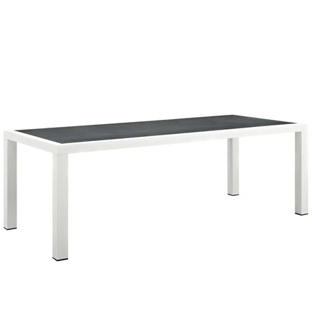 Stance 9 Piece Outdoor Patio Aluminum Dining Set in White Gray