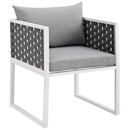 Stance 9 Piece Outdoor Patio Aluminum Dining Set in White Gray