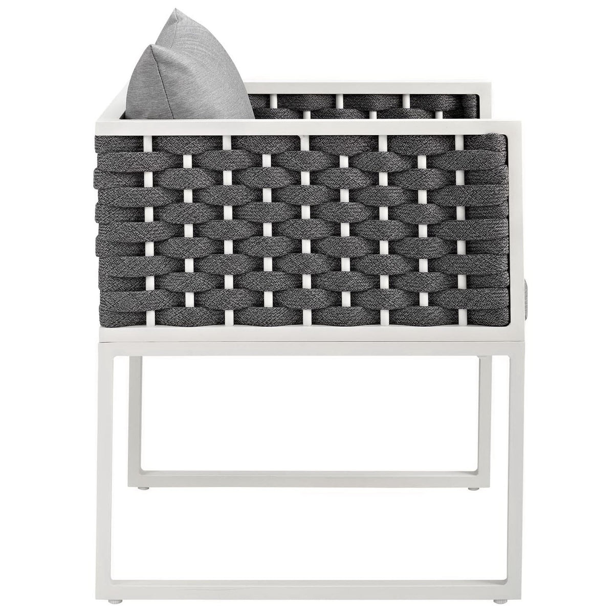 Stance 9 Piece Outdoor Patio Aluminum Dining Set in White Gray