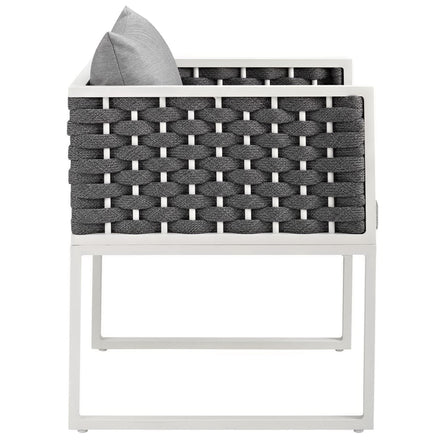 Stance 9 Piece Outdoor Patio Aluminum Dining Set in White Gray