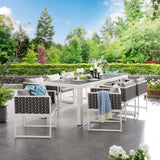 Willow 9 Piece Outdoor Patio Aluminum Dining Set in White Gray