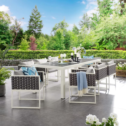 Stance 9 Piece Outdoor Patio Aluminum Dining Set by Furniture For America
