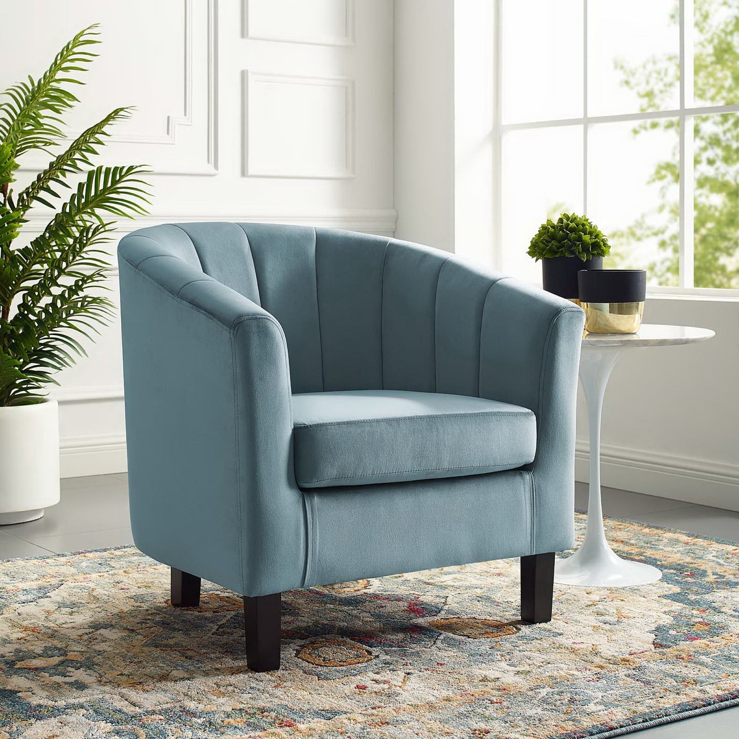 Prospect Channel Tufted Performance Velvet Armchair by Furniture For America