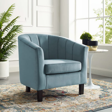 Prospect Channel Tufted Performance Velvet Armchair in Light Blue