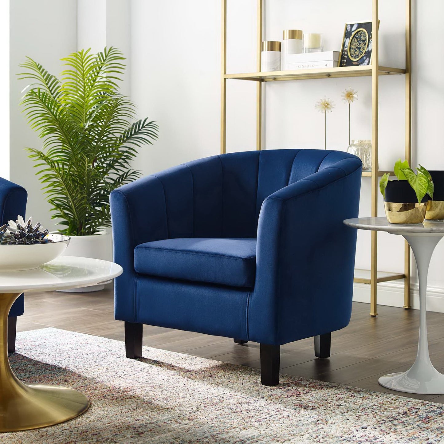 Prospect Channel Tufted Performance Velvet Armchair by Furniture For America